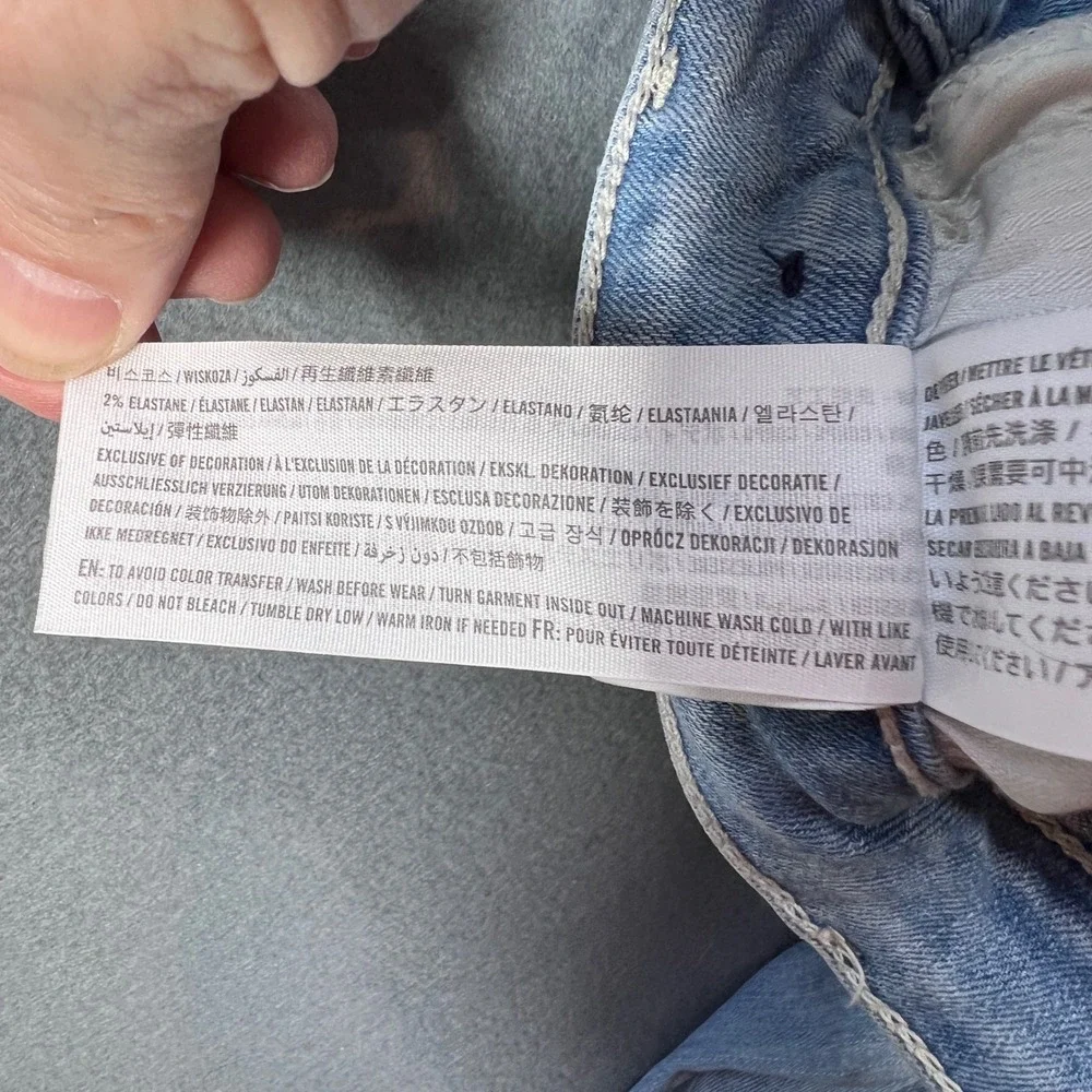 Hollister Blue Flare Jeans Women 3R W26 L31 High Rise Split Hem Soft Stretch - Picture 7 of 11